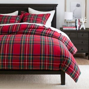 NWT. Pottery Barn Stewart Plaid King Duvet Cover including two KING shams.